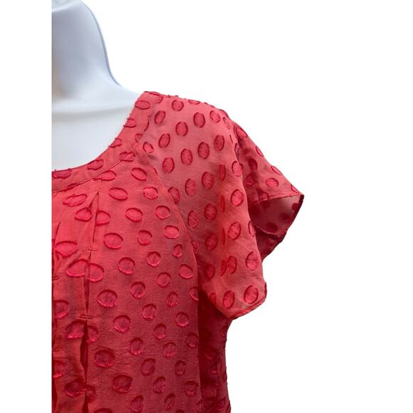 Soft Surroundings Women's Medium Silk Blend Blouse Button Front Flutter Sleeve - Picture 2 of 11